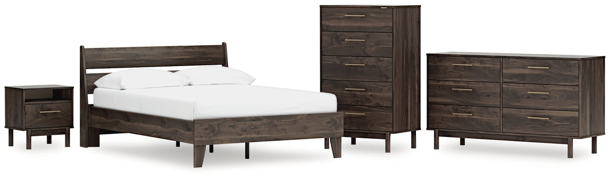 Calverson Mocha Full Platform Bed with Dresser, Chest and Nightstand from Ashley Furniture - Luna Furniture