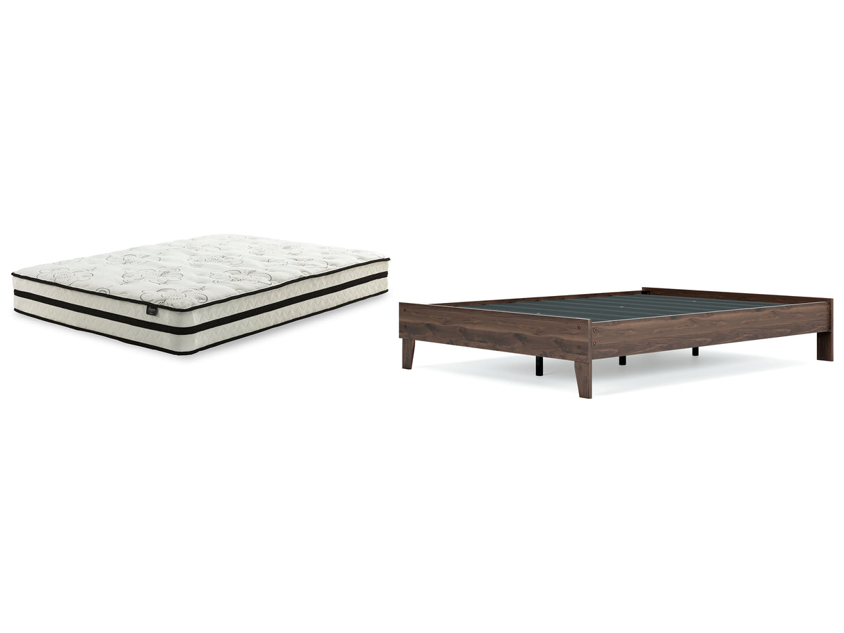 Calverson Queen Platform Bed with Mattress in Mocha from Ashley - Luna Furniture