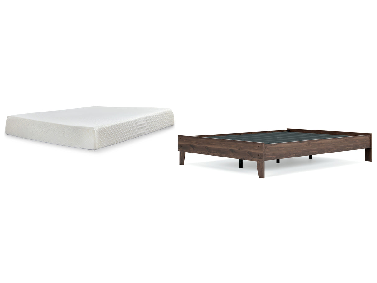 Calverson Queen Platform Bed with Mattress in Mocha from Ashley - Luna Furniture