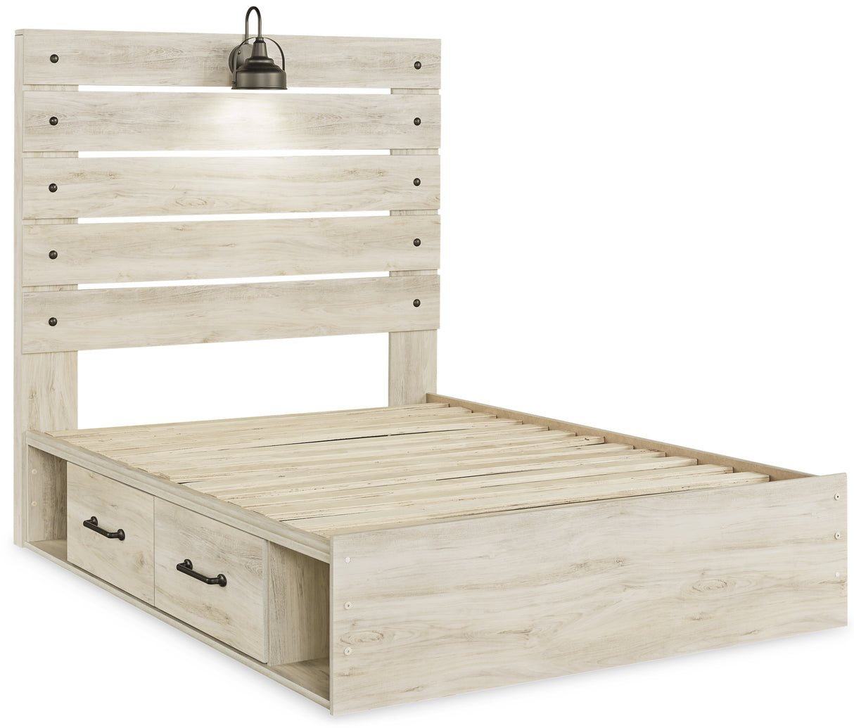 Cambeck Full Panel Bed with 2 Storage Drawers with Dresser in Whitewash from Ashley - Luna Furniture
