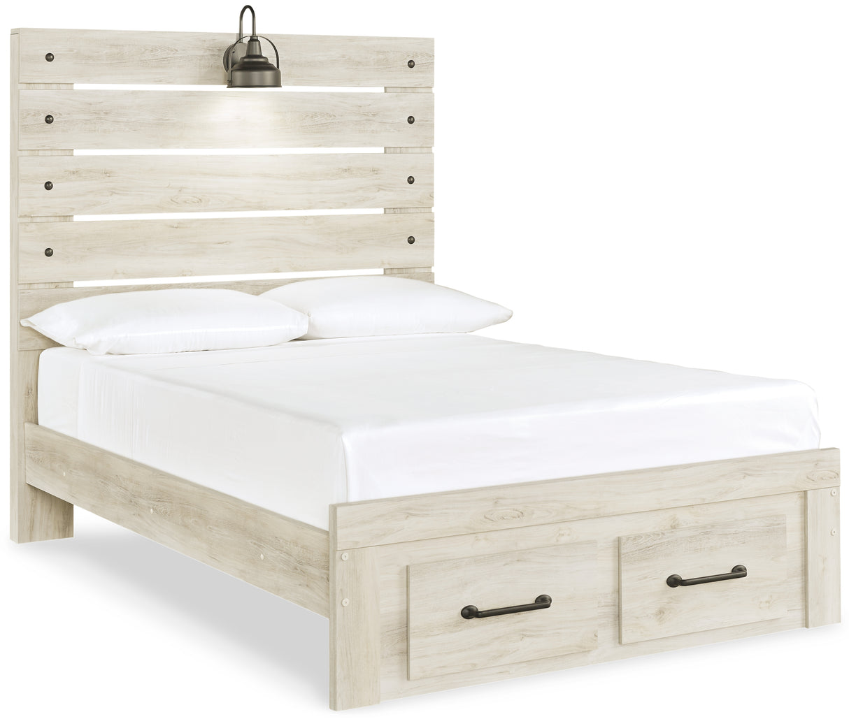 Cambeck Full Panel Bed with 2 Storage Drawers with Dresser in Whitewash from Ashley - Luna Furniture