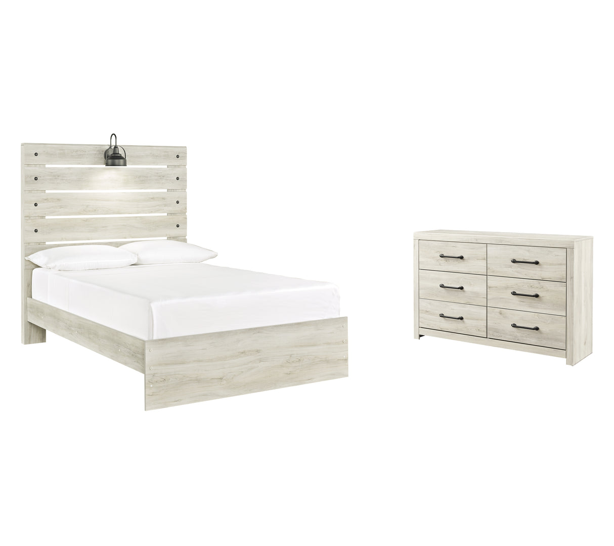 Cambeck Full Panel Bed with Dresser in Whitewash from Ashley - Luna Furniture