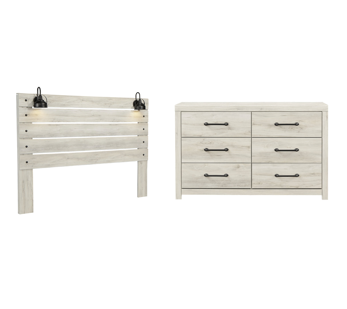 Cambeck King Panel Headboard Bed with Dresser in Whitewash from Ashley - Luna Furniture