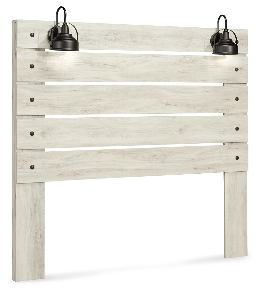 Cambeck Queen Panel Headboard Bed with Mirrored Dresser and Chest in Whitewash from Ashley - Luna Furniture