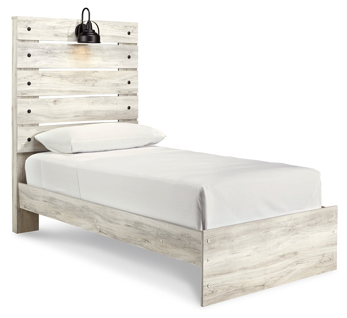Cambeck Twin Panel Bed with Mirrored Dresser and 2 Nightstands in Whitewash from Ashley - Luna Furniture