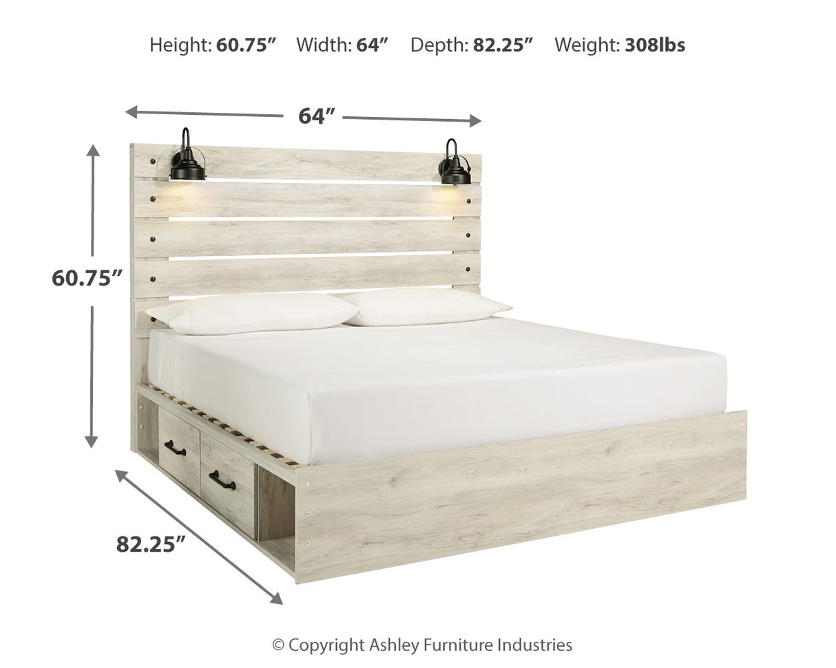 Cambeck Whitewash King Panel Bed with Storage, Chest and 2 Nightstands from Ashley - Luna Furniture