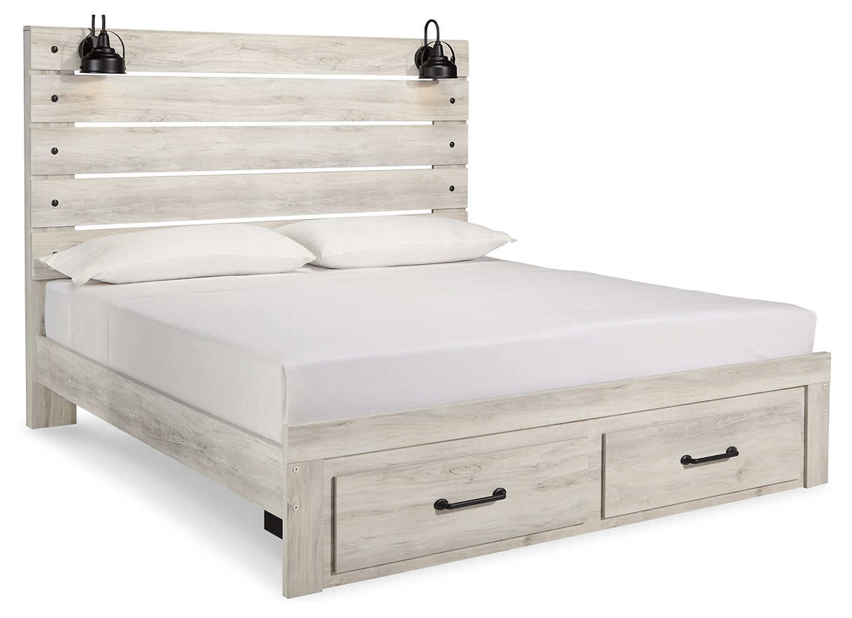 Cambeck Whitewash King Storage Bed, 2 Dressers, Mirror, and 2 Nightstands from Ashley - Luna Furniture