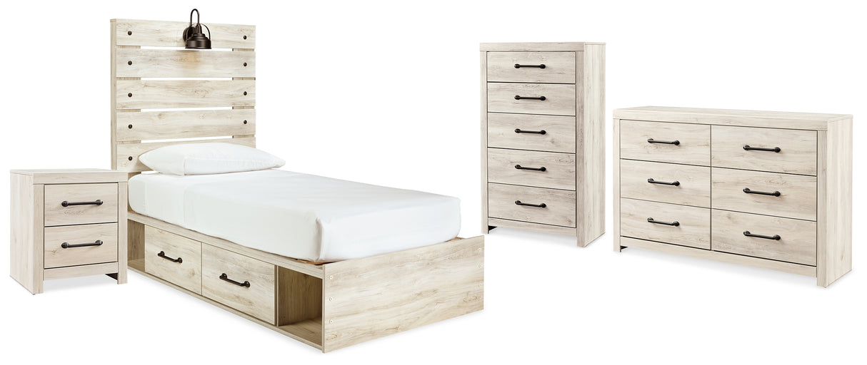 Cambeck Whitewash Twin Panel Bed, Dresser, Chest and Nightstand from Ashley - Luna Furniture