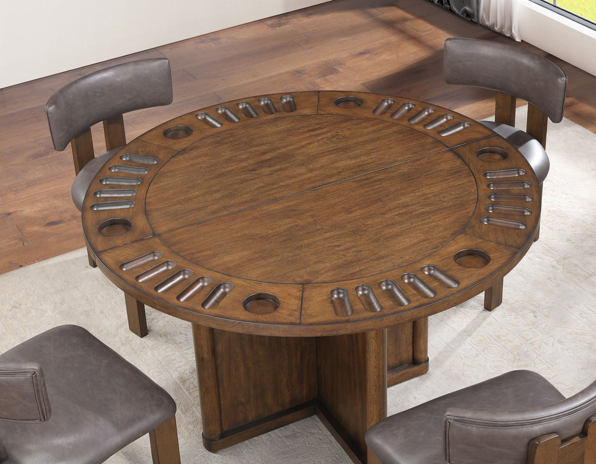 Cambridge Burnished Chestnut Dining Set with Folding Removable Game Top from Steve Silver - Luna Furniture