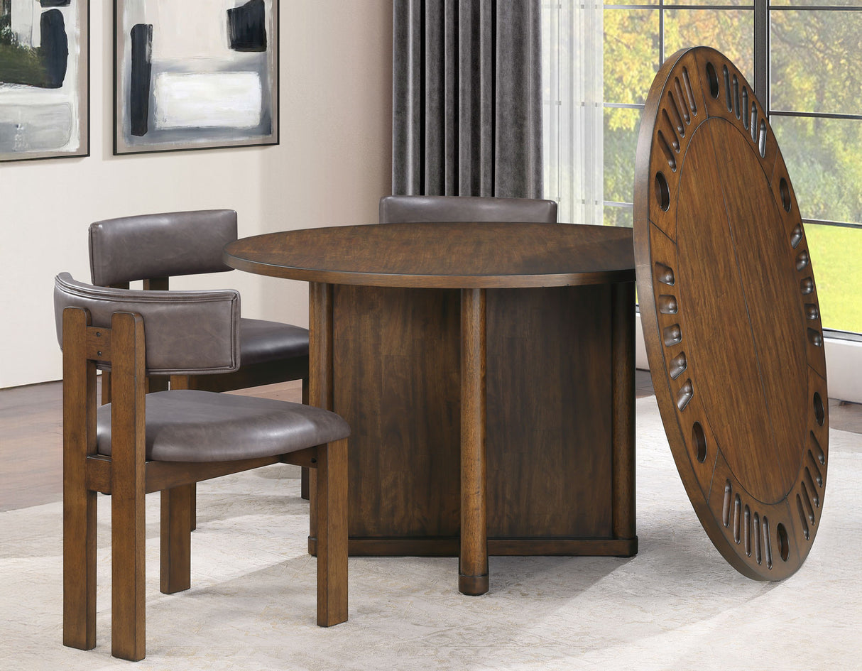Cambridge Burnished Chestnut Dining Set with Folding Removable Game Top from Steve Silver - Luna Furniture