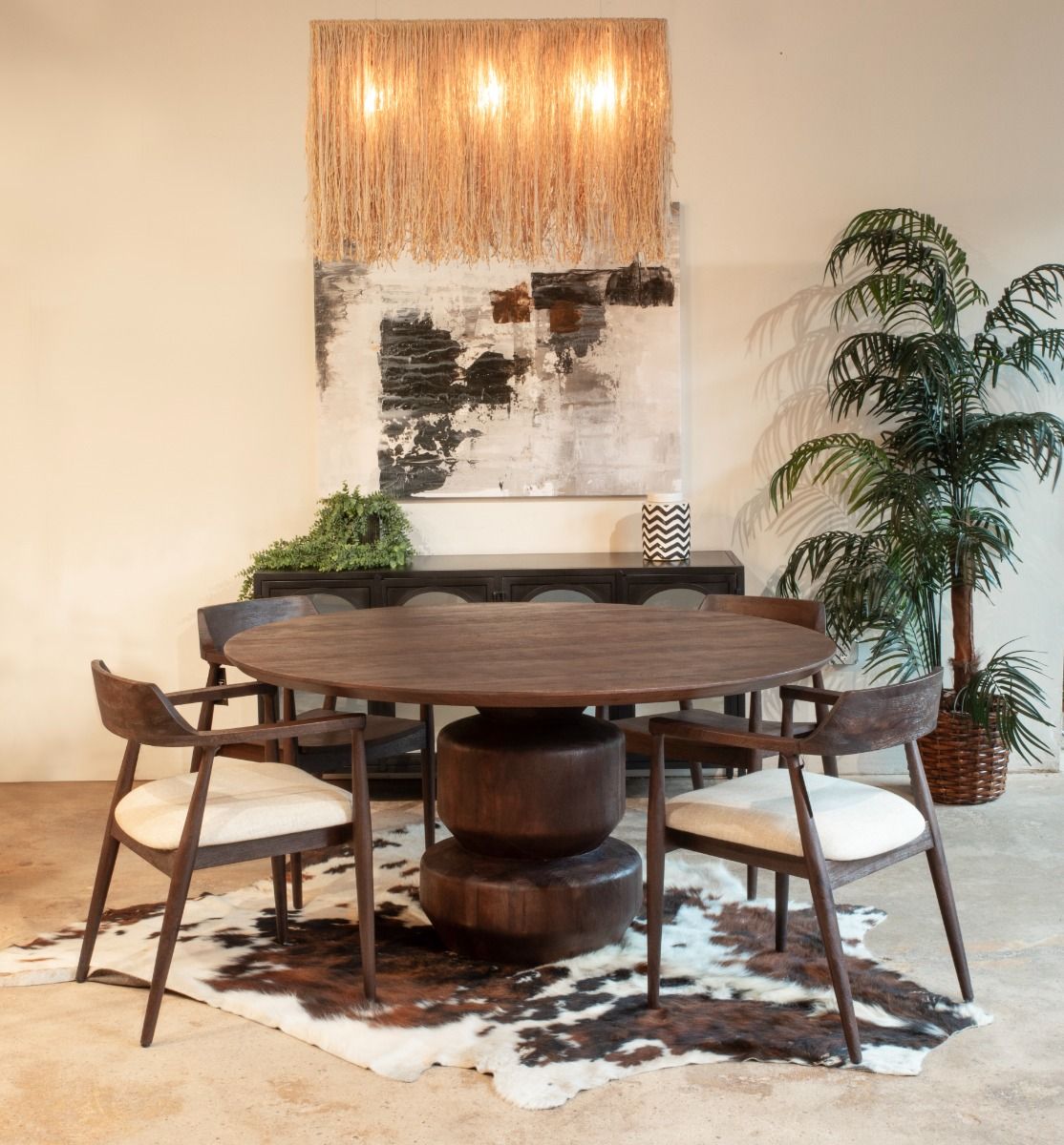 Cambridge 60" Round Dining Table in Walnut Mango Wood from Home Trends & Design - Luna Furniture