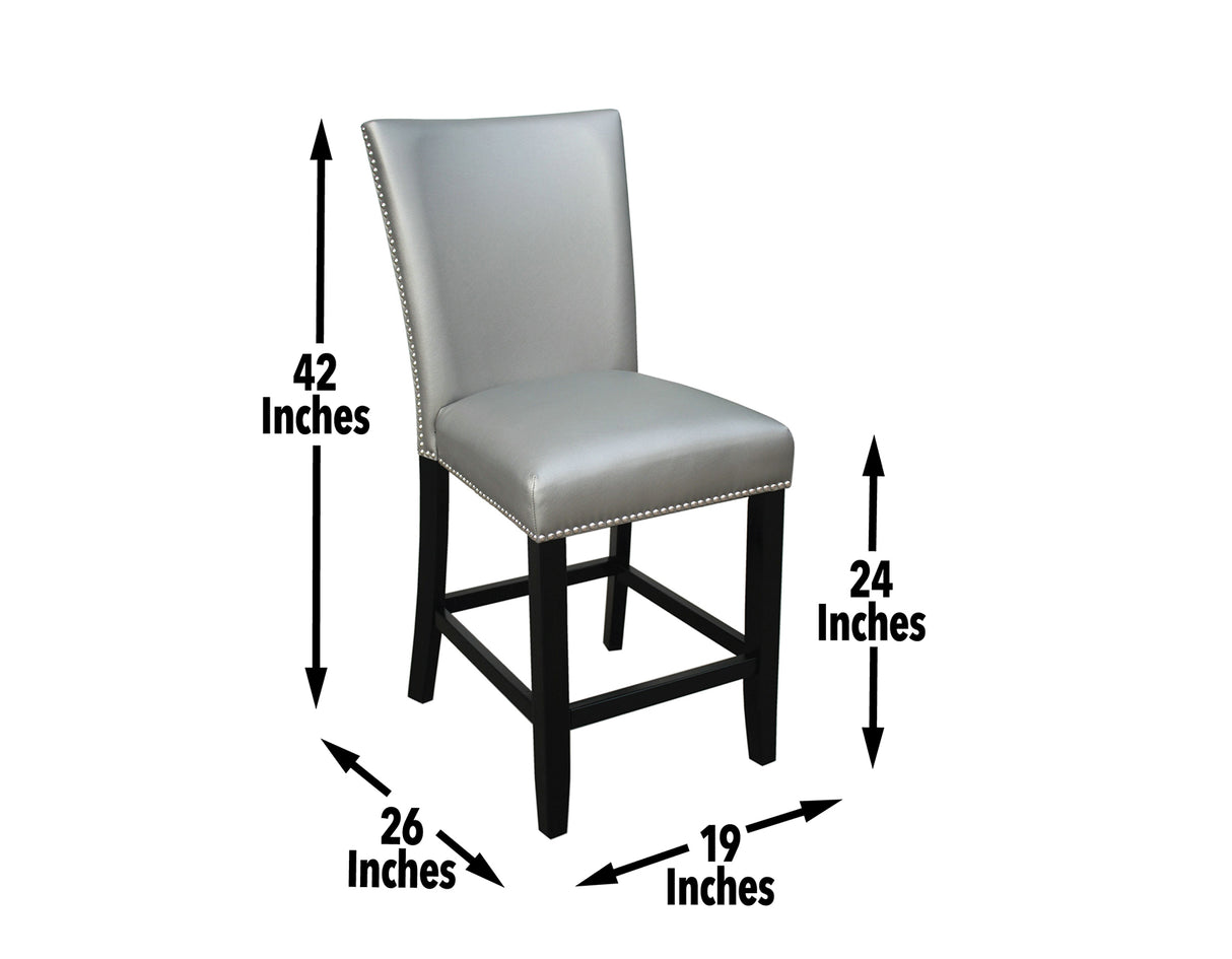 Camila 24″ Counter Stool, Silver Leatherette, Set of 2 from Steve Silver - Luna Furniture