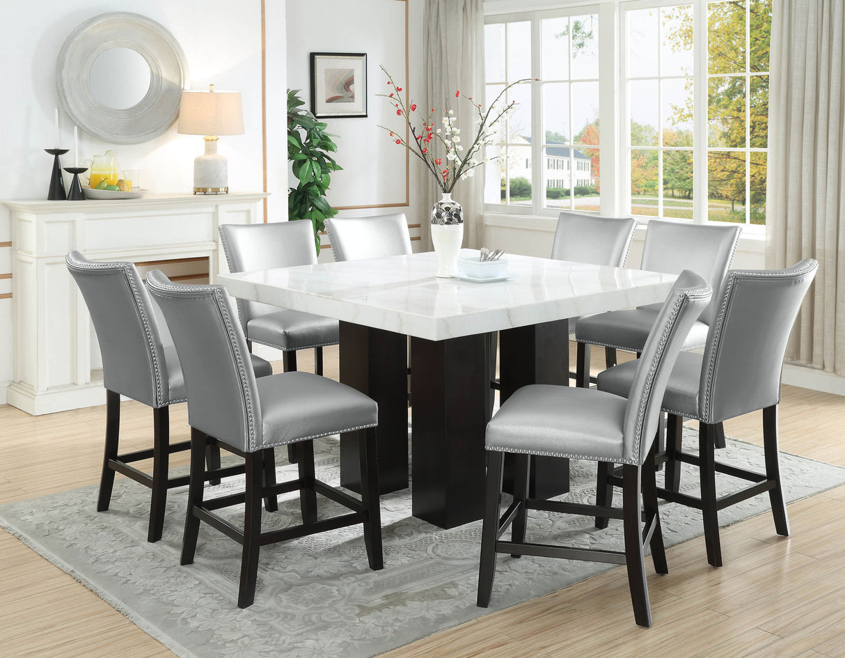 Camila Ebony/White Marble Top Counter Height Dining Set from Steve Silver - Luna Furniture