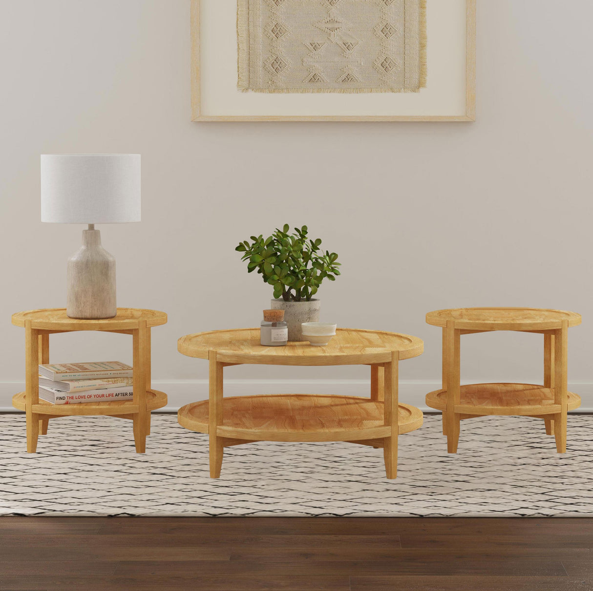 Camillo Maple 3-Piece Round Coffee and End Table Set from Coaster - Luna Furniture