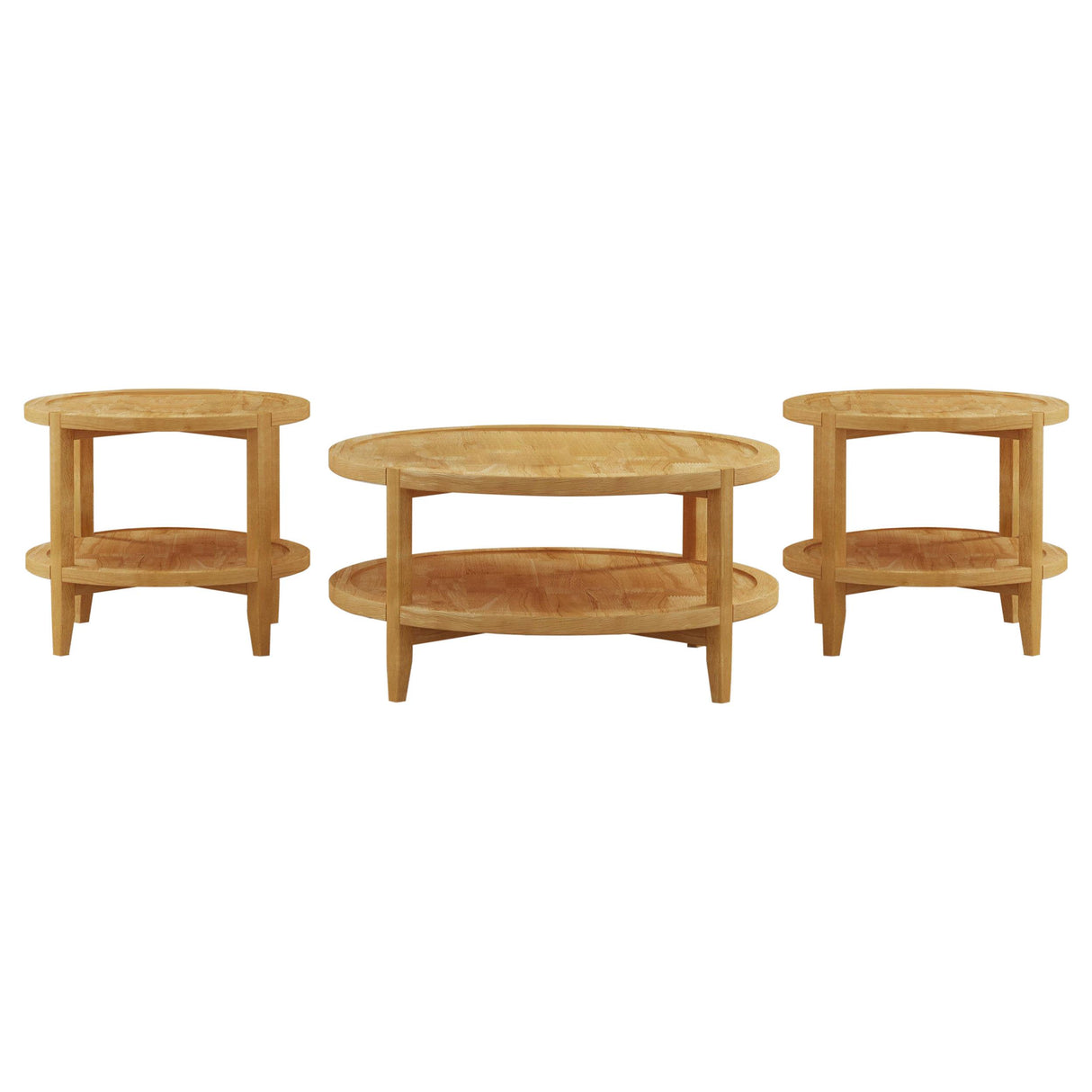 Camillo Maple 3-Piece Round Coffee and End Table Set from Coaster - Luna Furniture