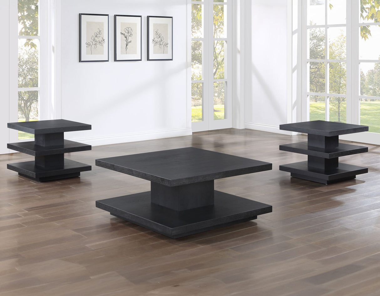 Canyon 3-Piece Table Set, Black (Cocktail Table & 2 End Tables) from Steve Silver - Luna Furniture