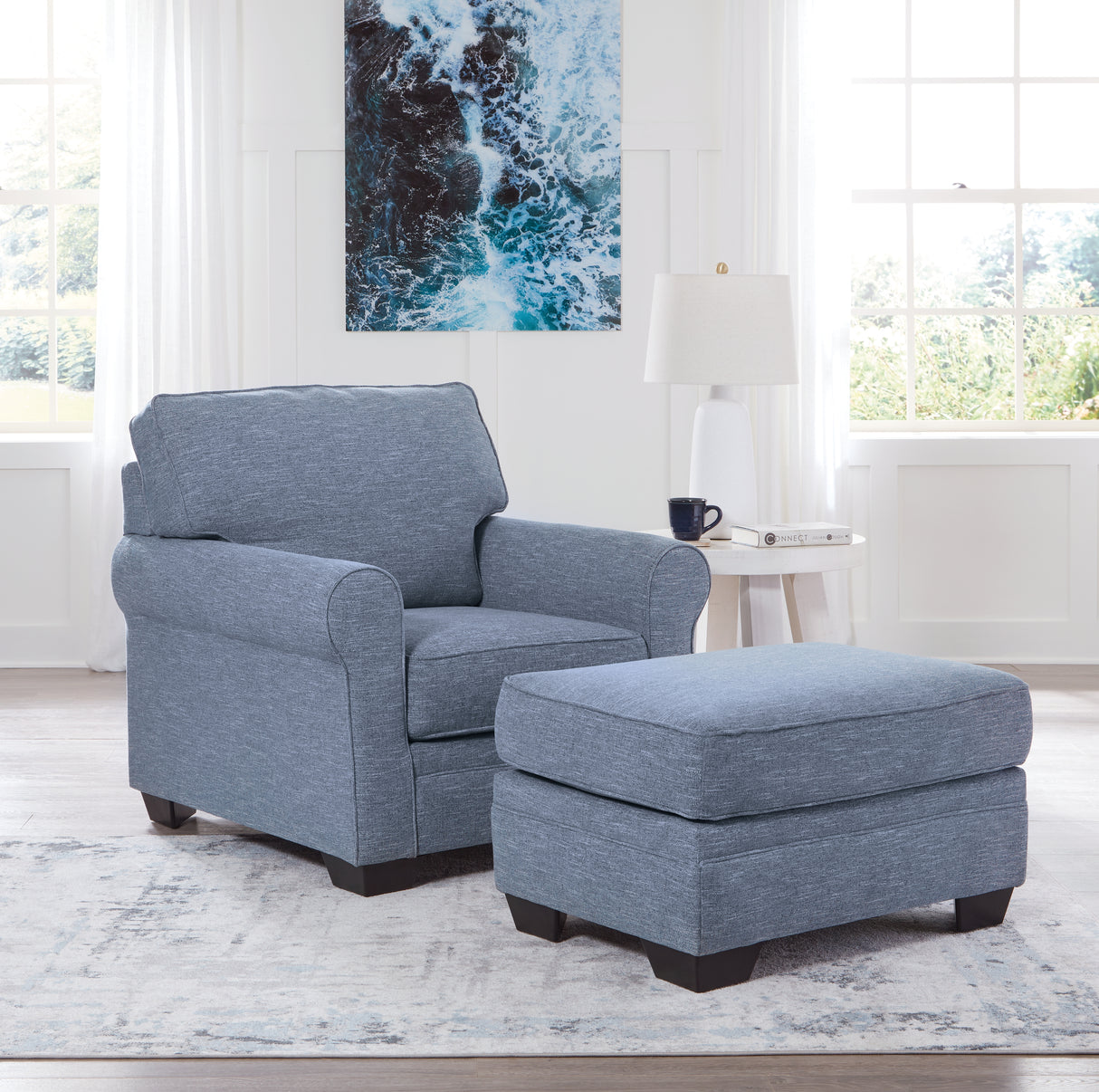 Carissa Manor Chair and Ottoman in Denim from Ashley - Luna Furniture