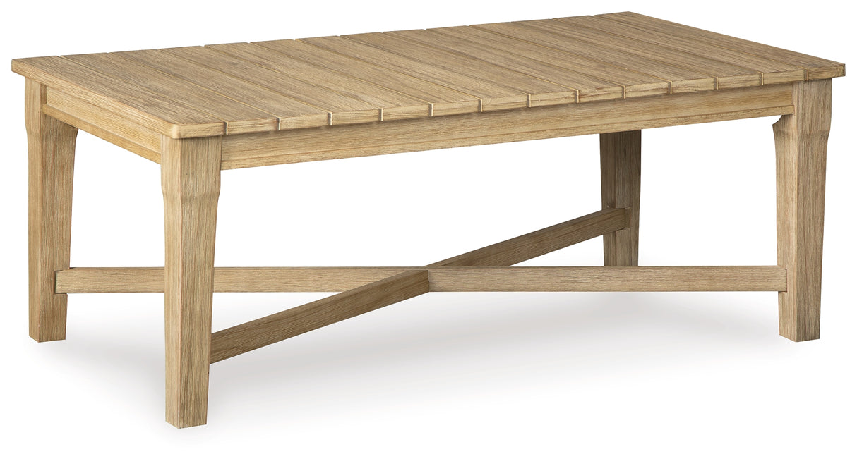 Carter Hall Beige Outdoor Coffee Table from Ashley - Luna Furniture