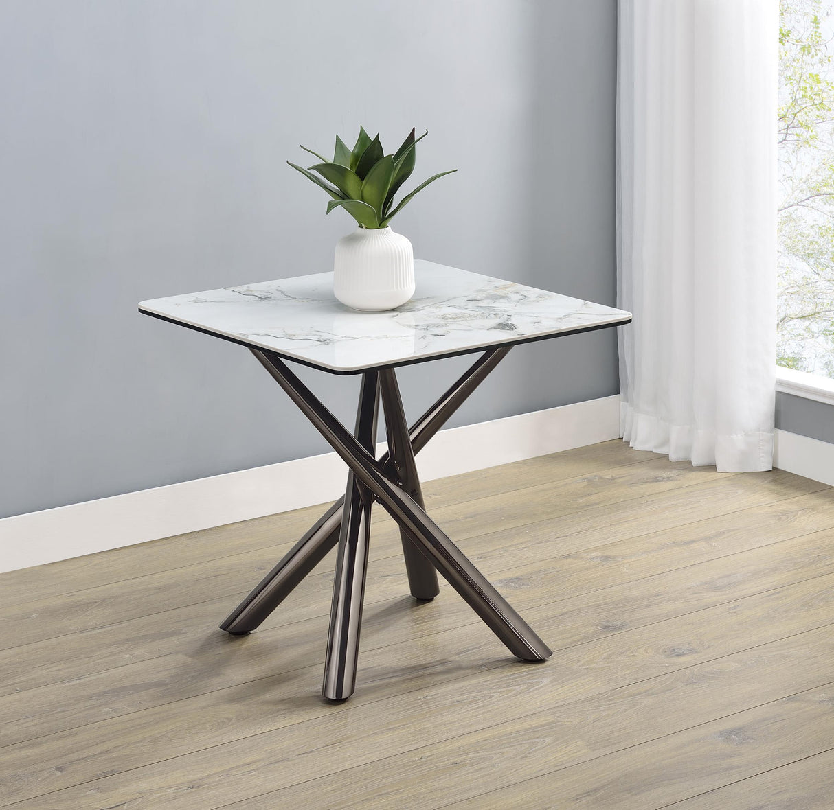 Carvell Mirage White Square Sintered Stone Top End Table from Coaster - Luna Furniture