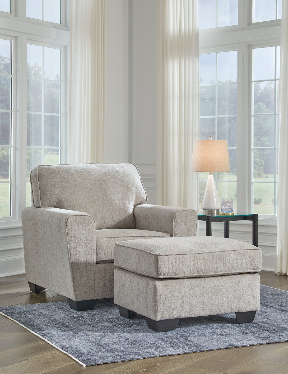 Cashton Chair and Ottoman in Ice from Ashley - Luna Furniture