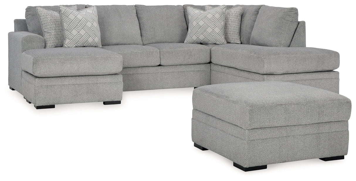 Casselbury Cement 2-Piece Sectional with Ottoman from Ashley - Luna Furniture