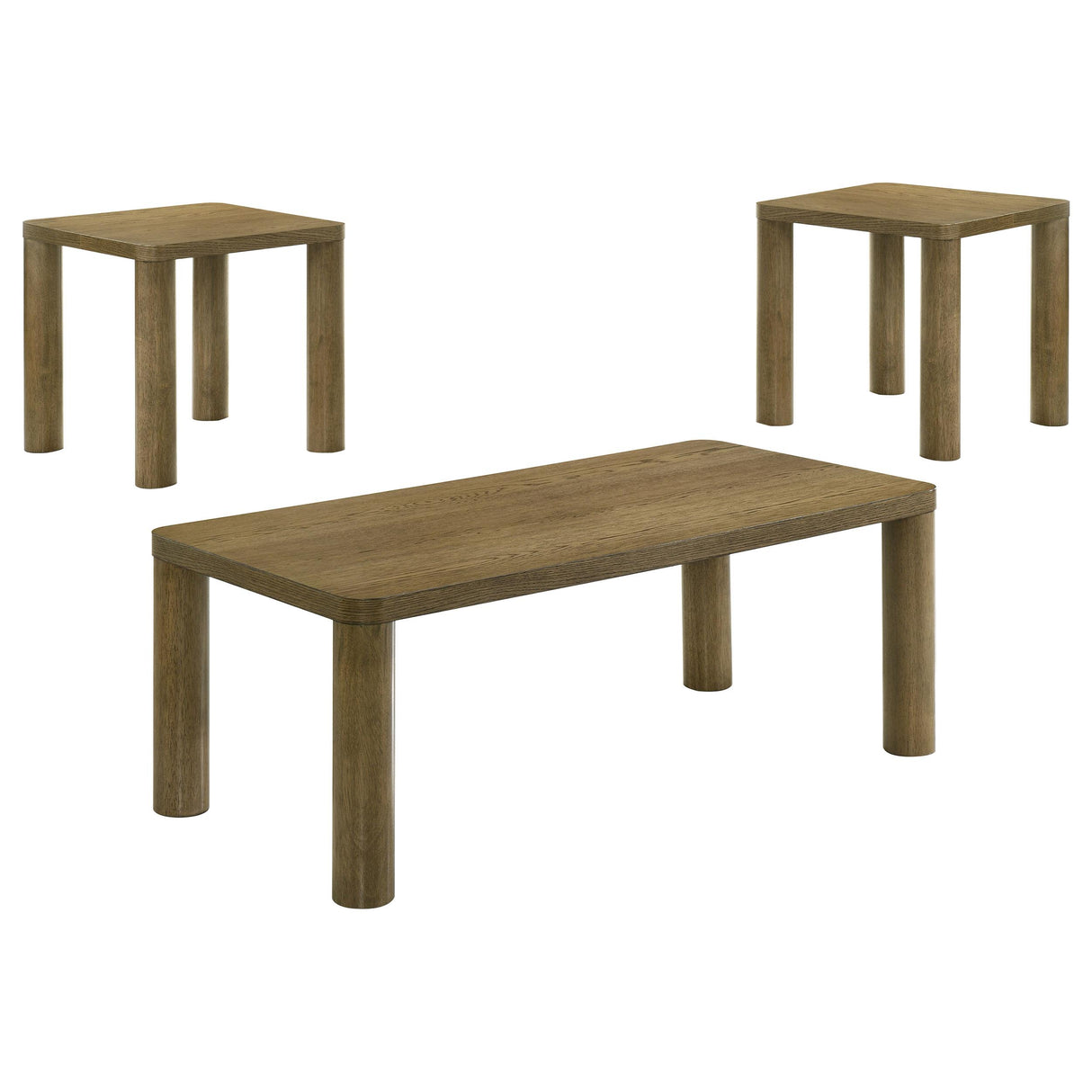 Castlewood Brown Oak 3-Piece Cocktail Coffee Table Set from Coaster - Luna Furniture