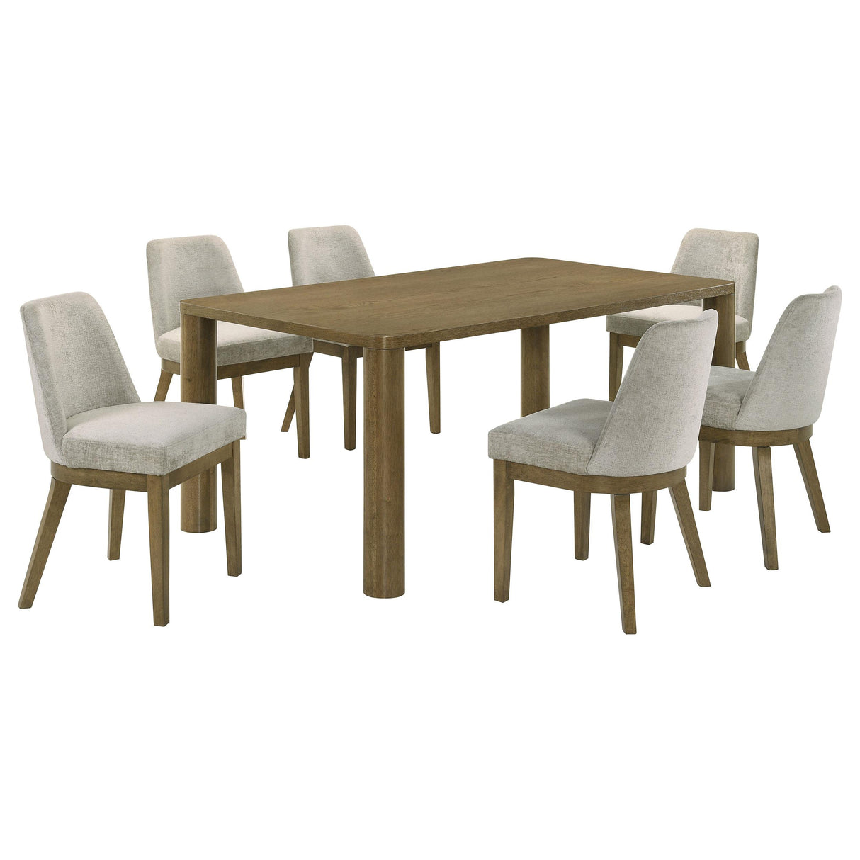 Castlewood 7-piece 71-inch Rectangular Dining Set Brown Oak from Coaster - Luna Furniture