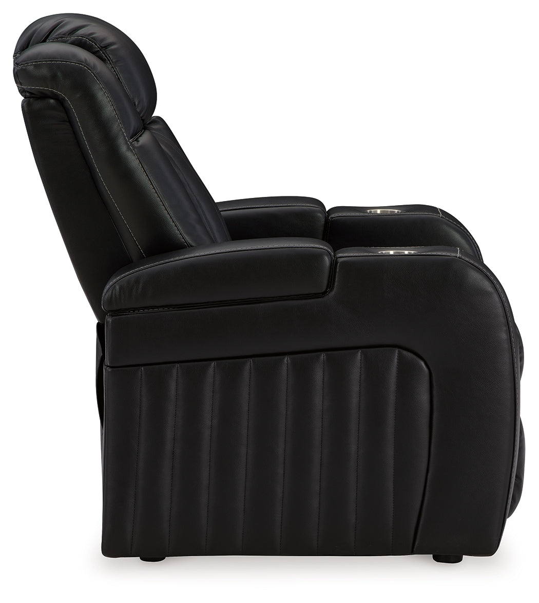 Caveman Den Sofa, Loveseat and Recliner in Midnight from Ashley - Luna Furniture