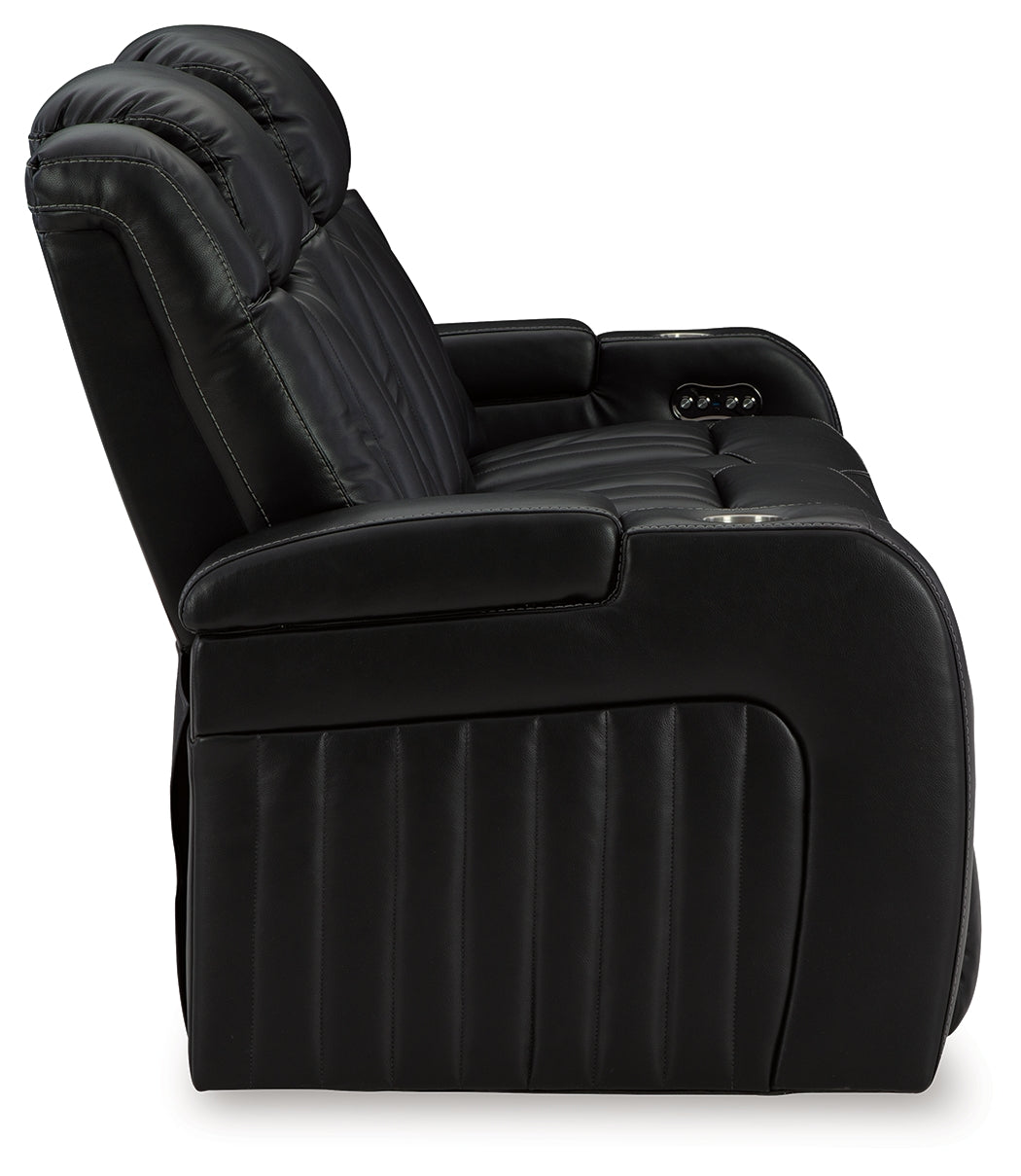 Caveman Den Sofa, Loveseat and Recliner in Midnight from Ashley - Luna Furniture