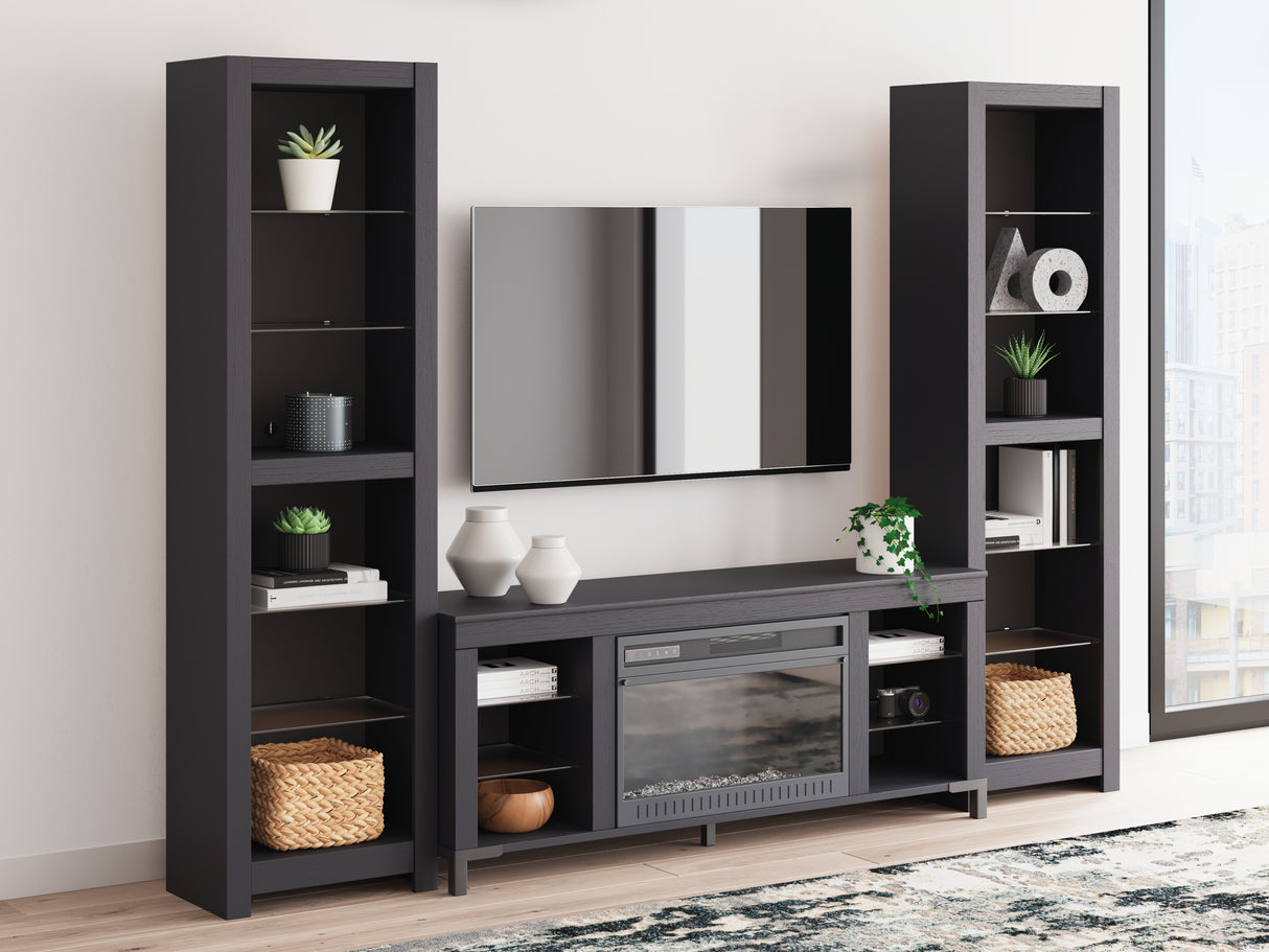 Cayberry Black 3-Piece Entertainment Center with Electric Fireplace from Ashley Furniture - Luna Furniture