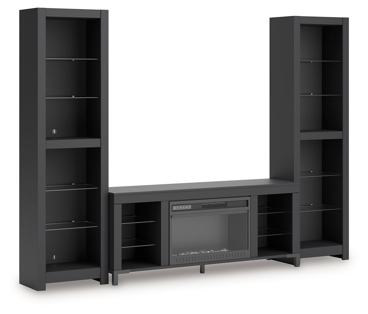 Cayberry Black 3-Piece Entertainment Center with Electric Fireplace from Ashley Furniture - Luna Furniture