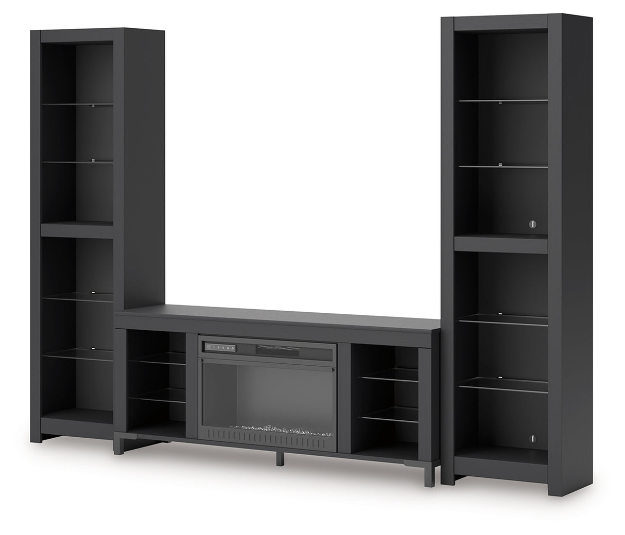 Cayberry Black 3-Piece Entertainment Center with Electric Fireplace from Ashley Furniture - Luna Furniture