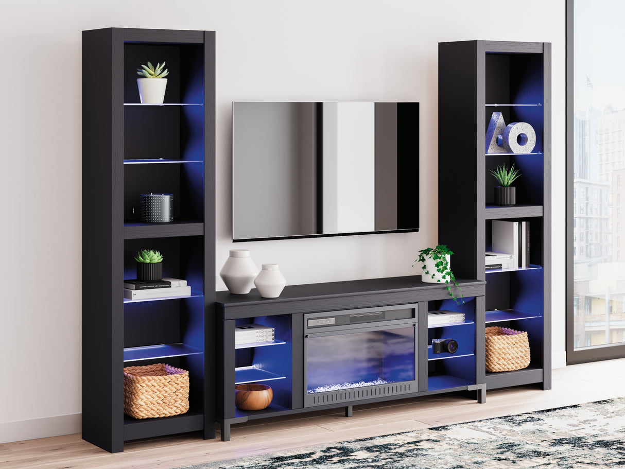Cayberry Black 3-Piece Entertainment Center with Electric Fireplace from Ashley Furniture - Luna Furniture
