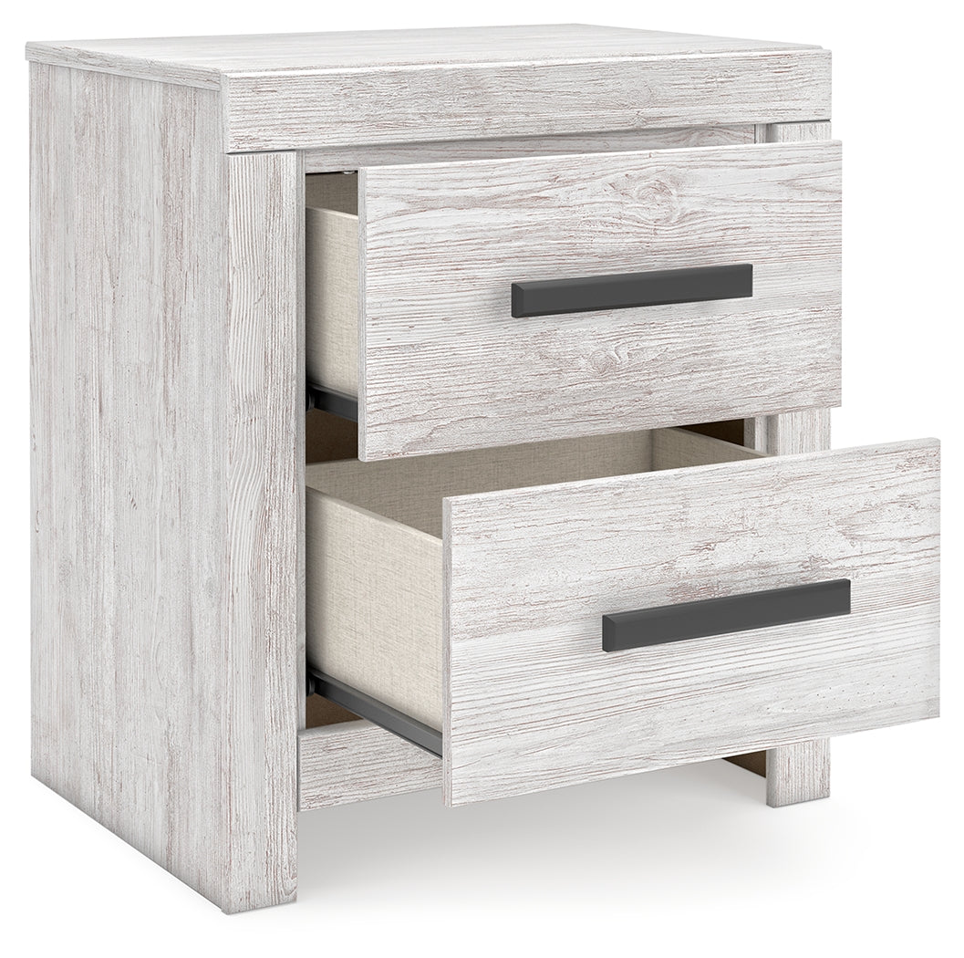 Cayboni Queen Panel Bed with 2 Nightstands in Whitewash from Ashley - Luna Furniture