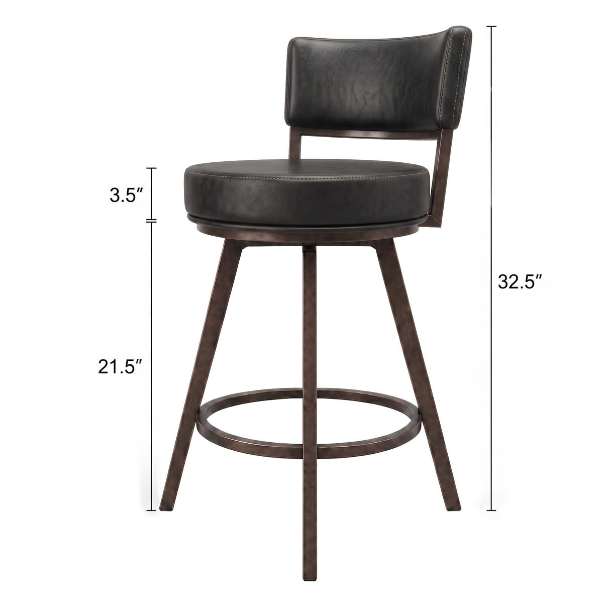 Geno Black 24" Commercial Grade Counter Stool from Steve Silver - Luna Furniture