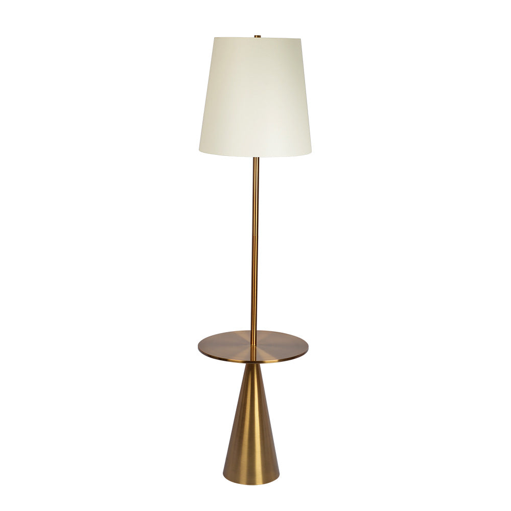 Celestial Modern Floor Lamp with Brass Accent Table with Large White Shade from Ashcroft Furniture - Luna Furniture
