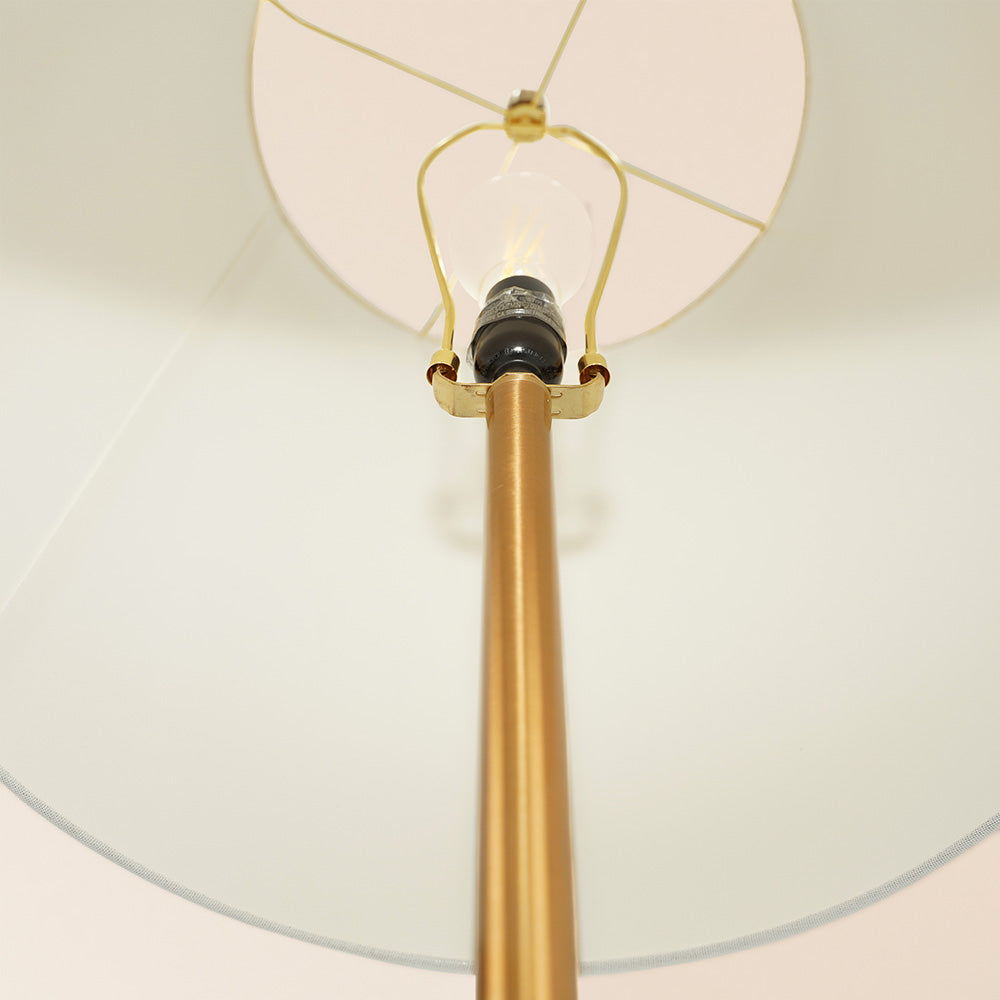 Celestial Modern Floor Lamp with Brass Accent Table with Large White Shade from Ashcroft Furniture - Luna Furniture