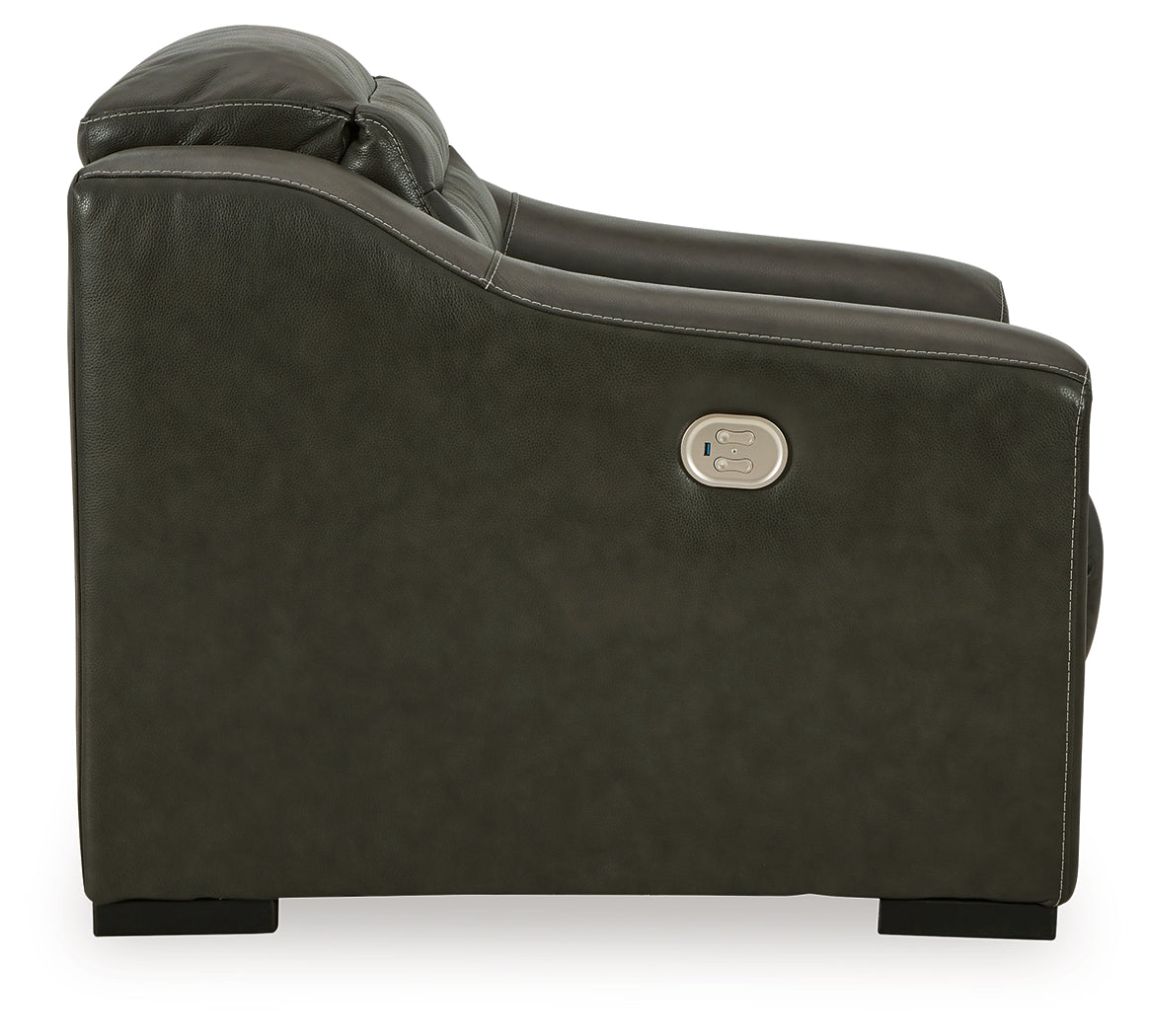 Center Line 2-Piece Power Reclining Loveseat with Recliner in Dark Gray from Ashley - Luna Furniture