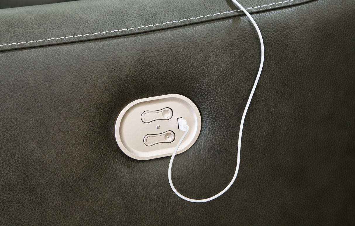 Center Line 2-Piece Power Reclining Loveseat with Recliner in Dark Gray from Ashley - Luna Furniture