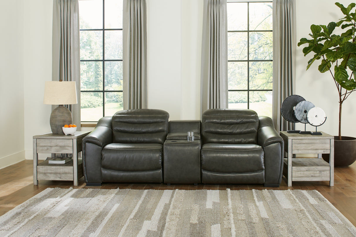Center Line 3-Piece Power Reclining Loveseat with Recliner in Dark Gray from Ashley - Luna Furniture