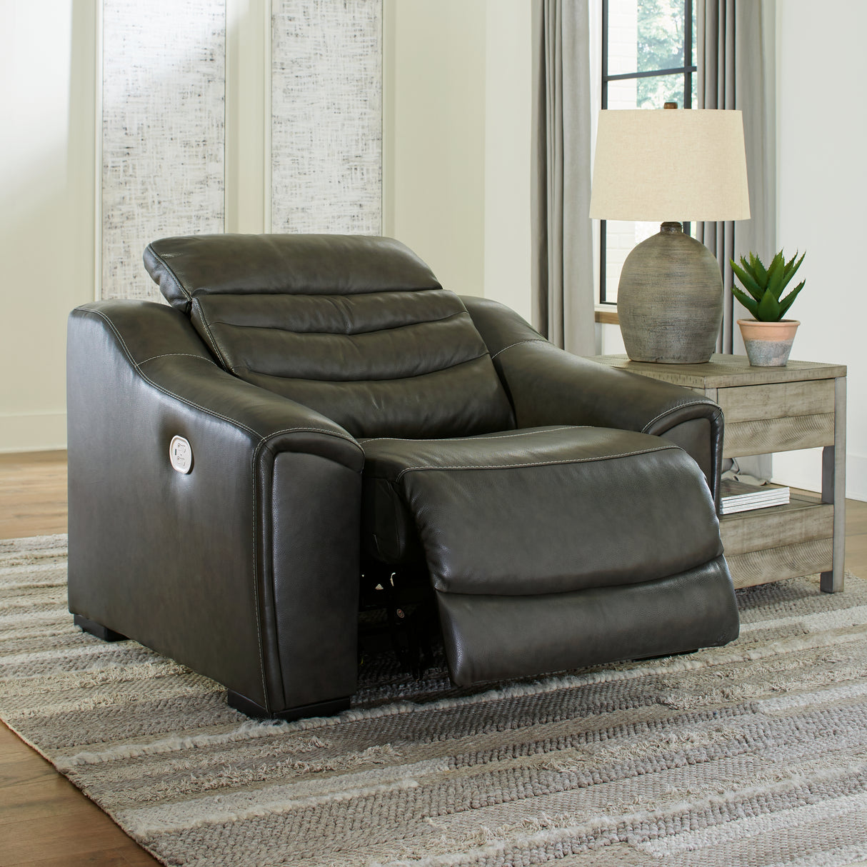 Center Line 3-Piece Power Reclining Loveseat with Recliner in Dark Gray from Ashley - Luna Furniture