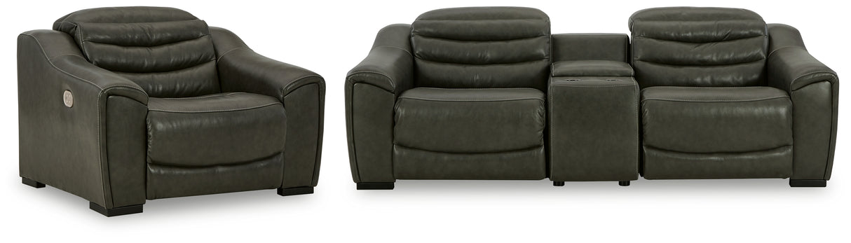 Center Line 3-Piece Power Reclining Loveseat with Recliner in Dark Gray from Ashley - Luna Furniture