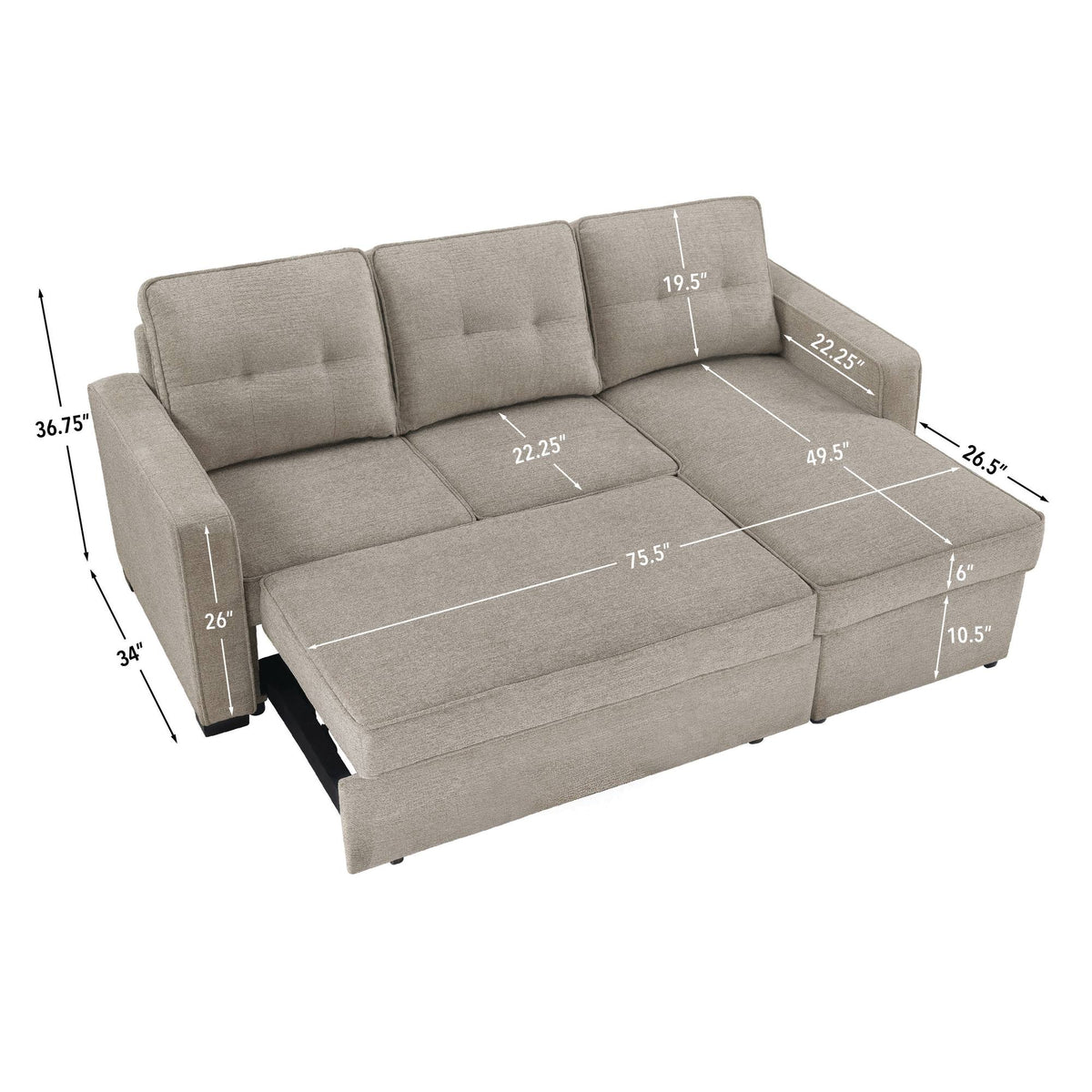 Noah Tan Flippable Convertible Storage Sleeper Chofa from Steve Silver - Luna Furniture