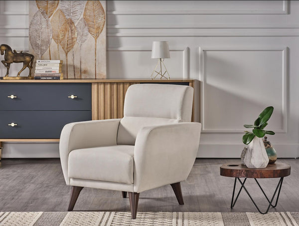 Flexy Zigana Beige Accent Chair with Storage
