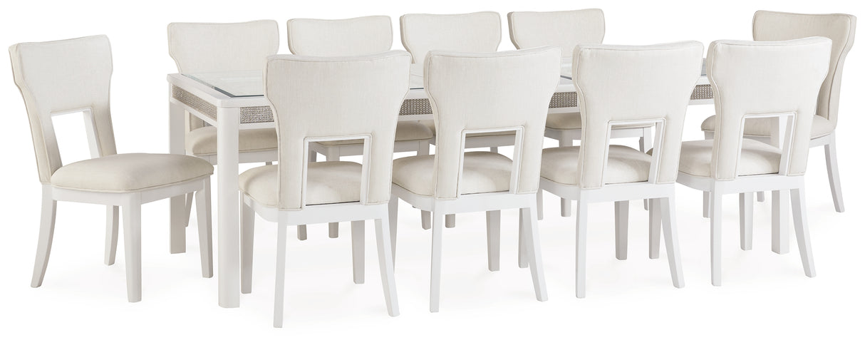 Chalanna Dining Table and 10 Chairs in White from Ashley - Luna Furniture