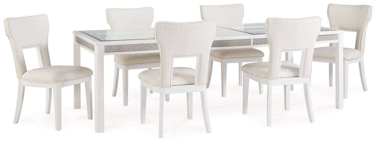 Chalanna Dining Table and 6 Chairs in White from Ashley Furniture - Luna Furniture