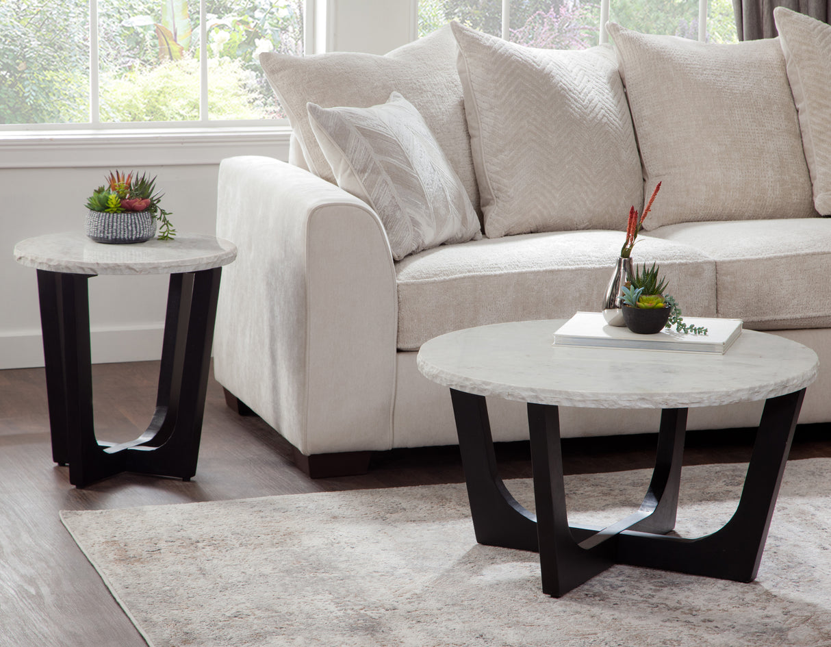 Chrissy 20″ Round White Marble End Table from Steve Silver - Luna Furniture