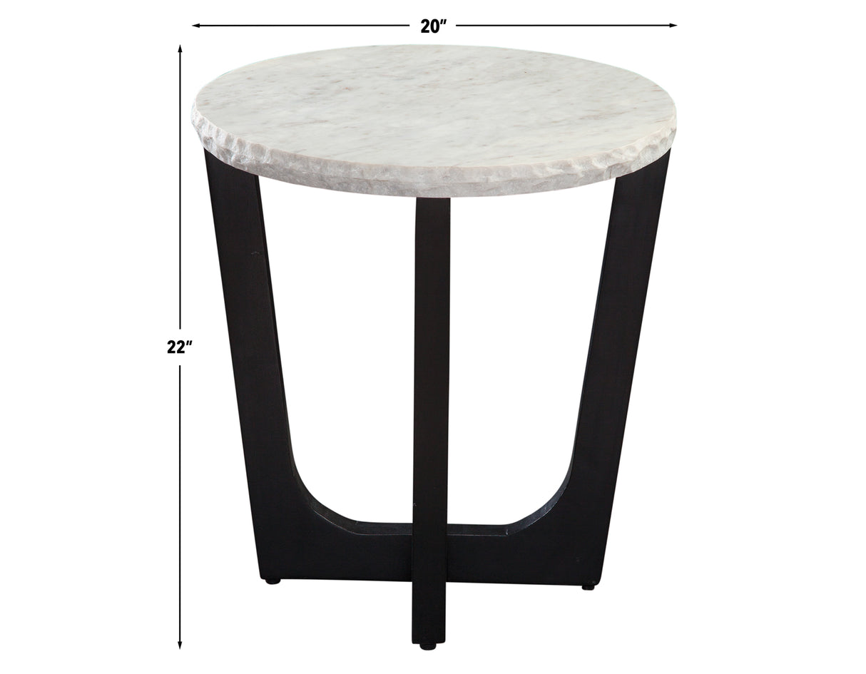 Chrissy 20″ Round White Marble End Table from Steve Silver - Luna Furniture