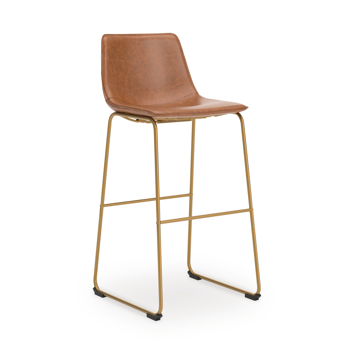 Ciabori Brown/Gold Bar Height Bar Stool, Set of 2 from Ashley - Luna Furniture