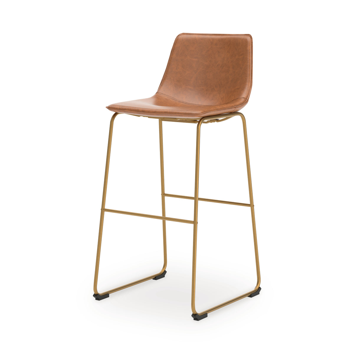 Ciabori Brown/Gold Bar Height Bar Stool, Set of 2 from Ashley - Luna Furniture